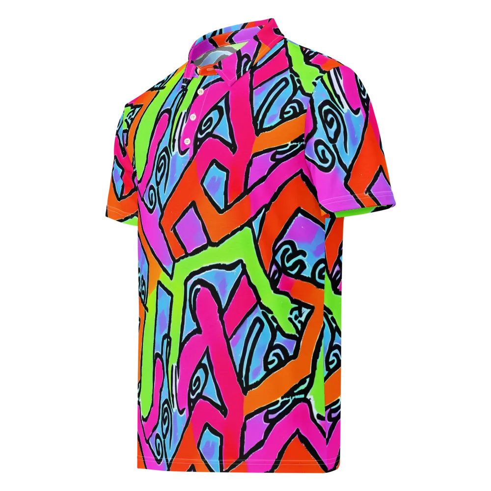 Electric Mosaic on Men's Slim Fit Polo Shirt — Left Front