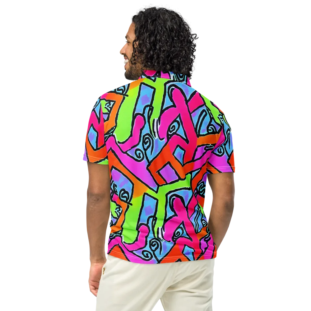 Electric Mosaic on Men's Slim Fit Polo Shirt — Back
