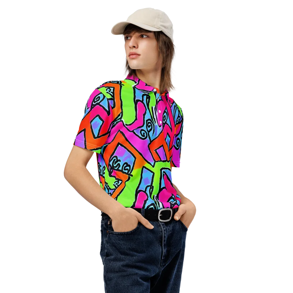 Electric Mosaic on Men's Slim Fit Polo Shirt — Right Front