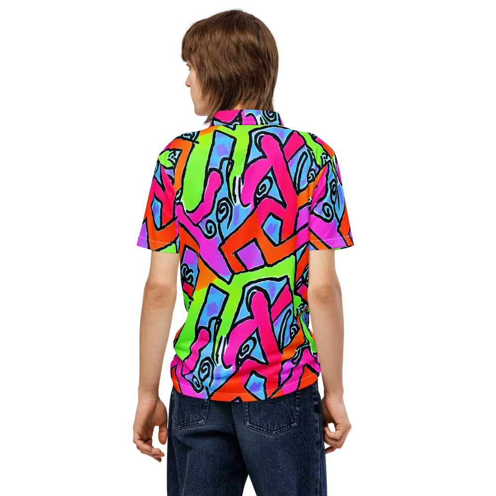 Electric Mosaic on Men's Slim Fit Polo Shirt — Back