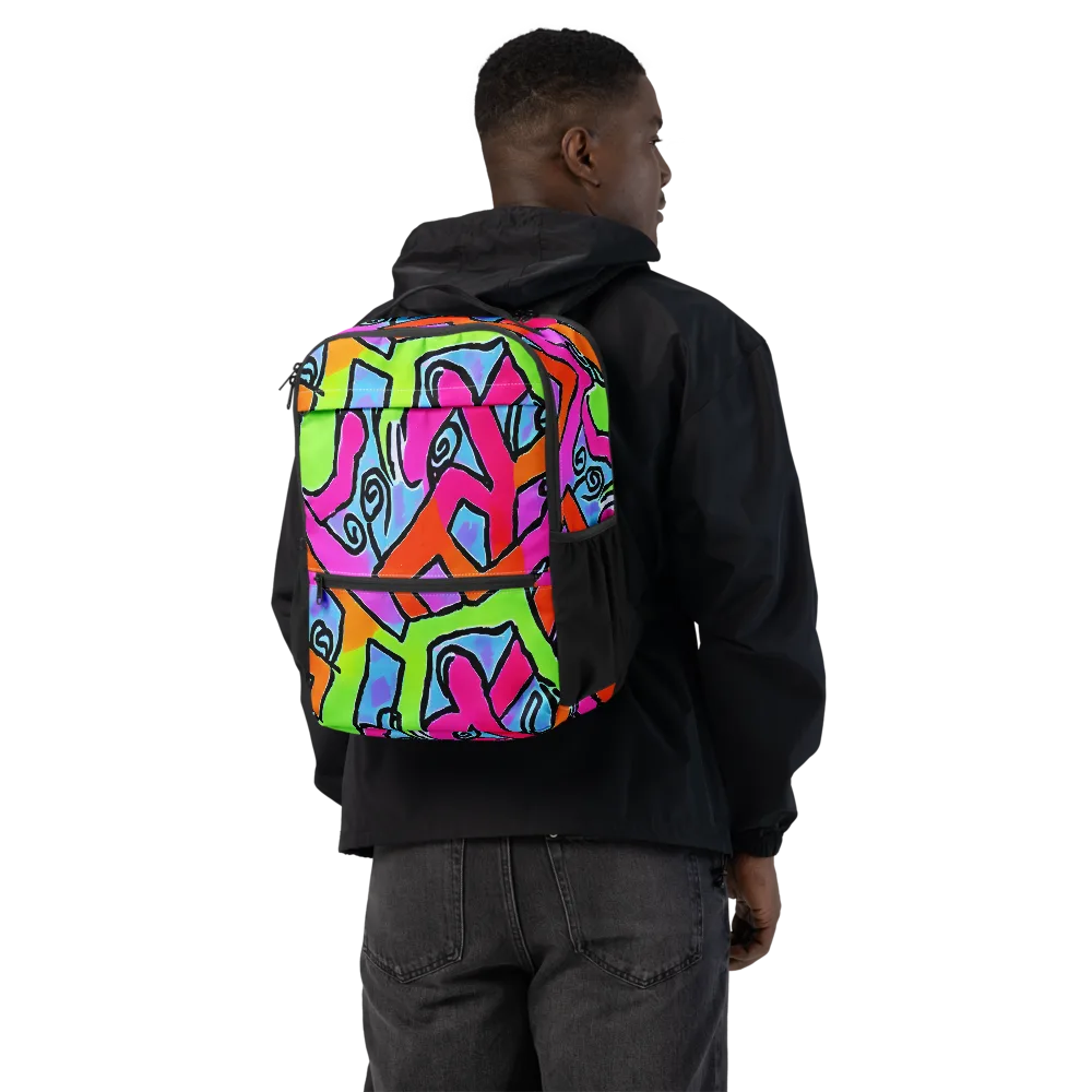Electric Mosaic on Utility Backpack — Back