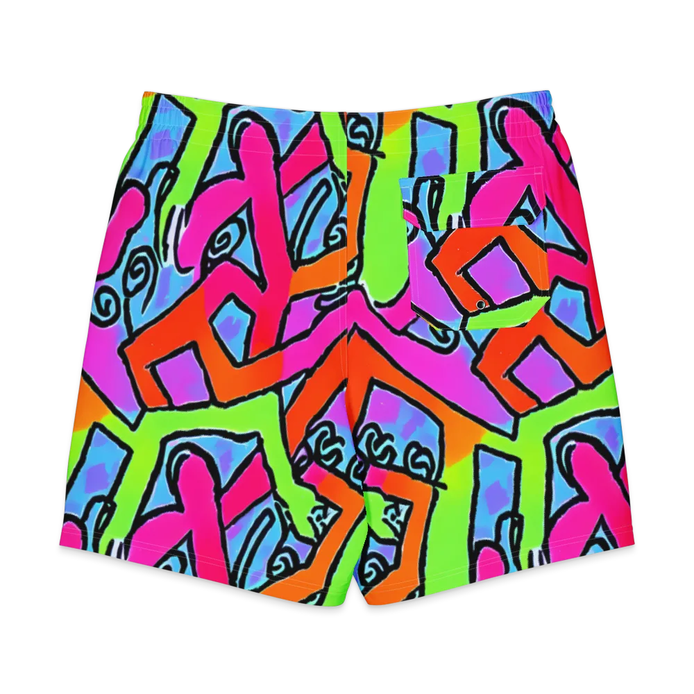 Electric Mosaic on Men's Board Shorts — Back