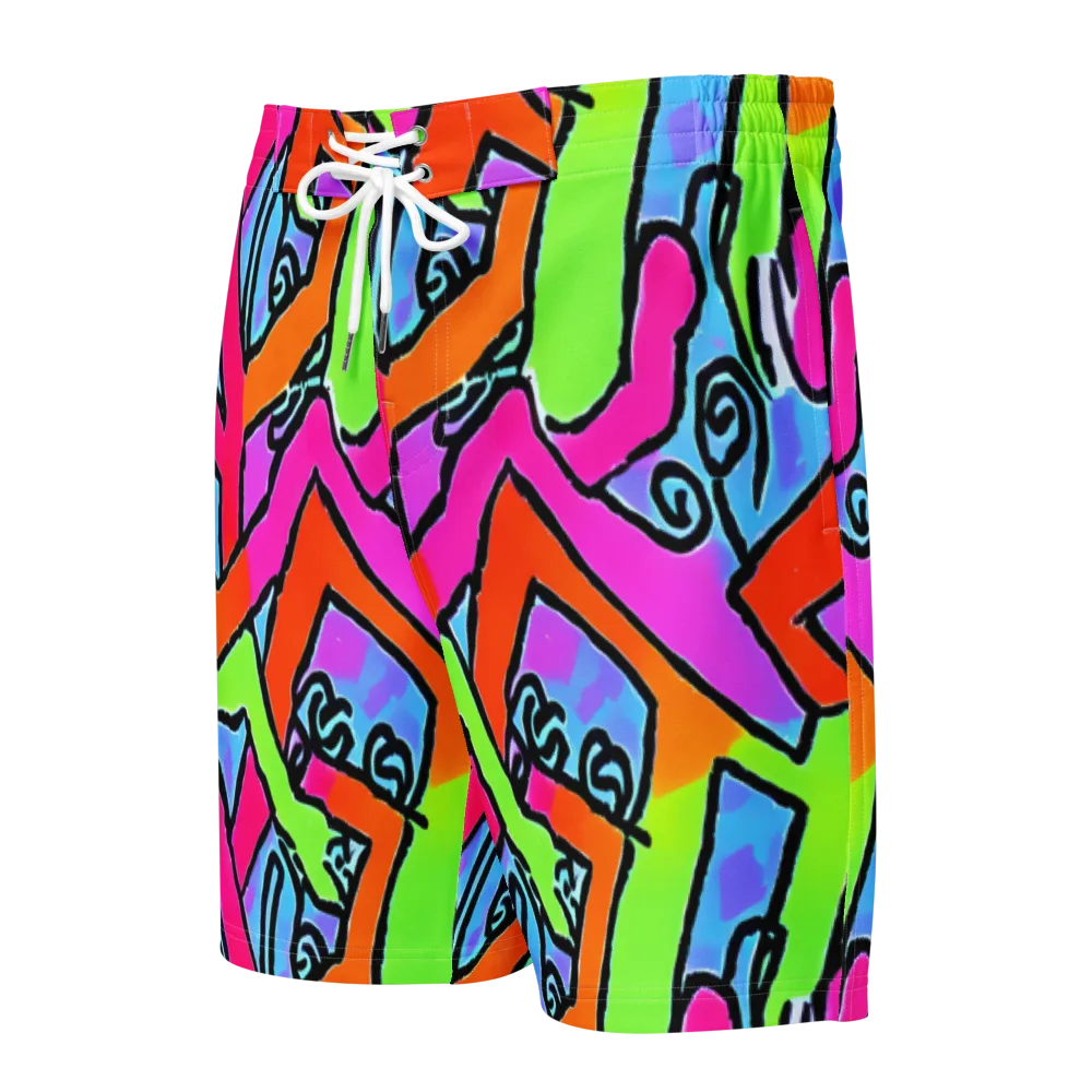 Electric Mosaic on Men's Board Shorts — Front