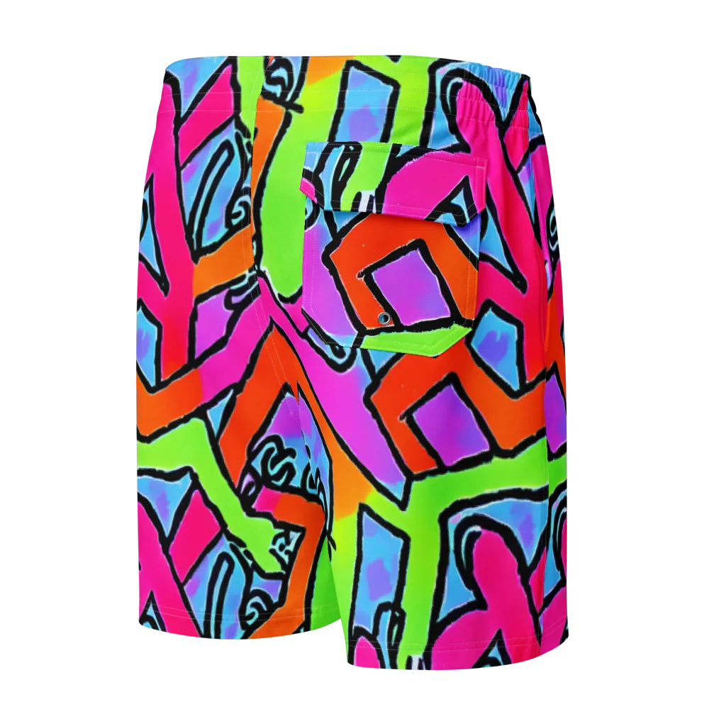 Electric Mosaic on Men's Board Shorts — Back