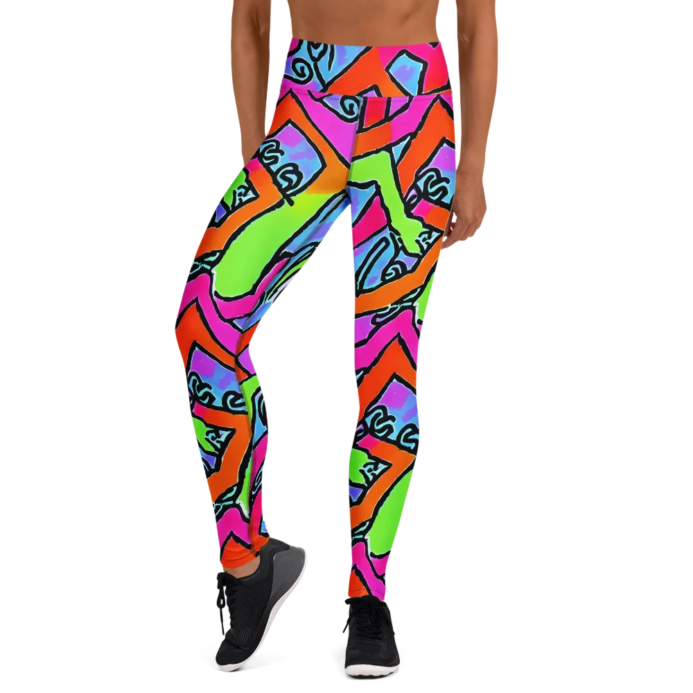 Electric Mosaic on Yoga Leggings — Front