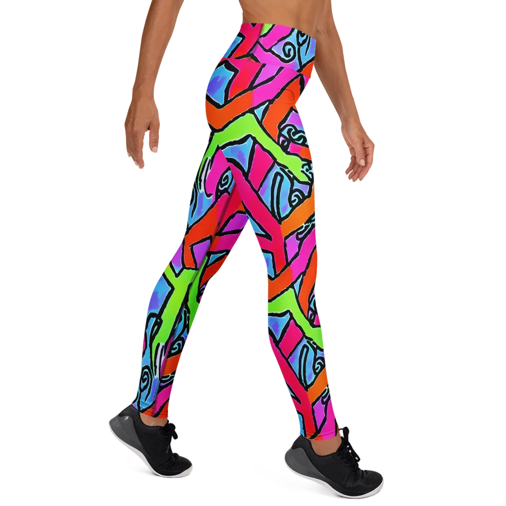 Electric Mosaic on Yoga Leggings — Right