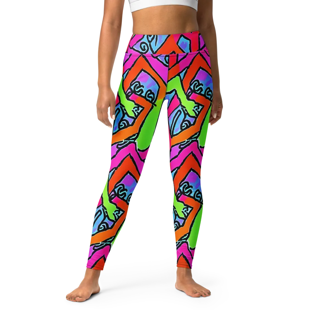 Electric Mosaic on Yoga Leggings — Front