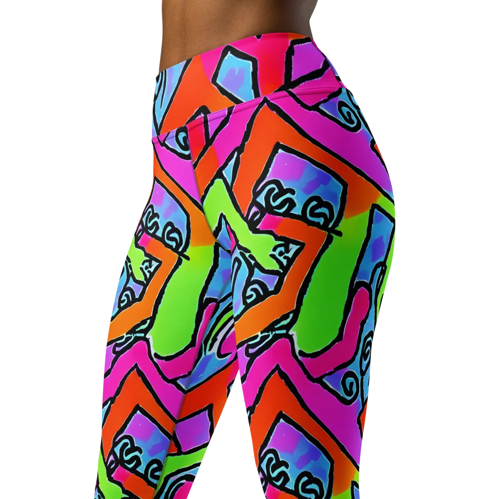 Electric Mosaic on Yoga Leggings — Left Front