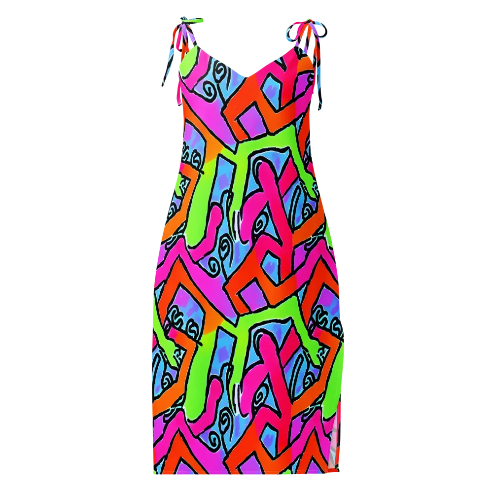 Electric Mosaic on Slip Dress — Front