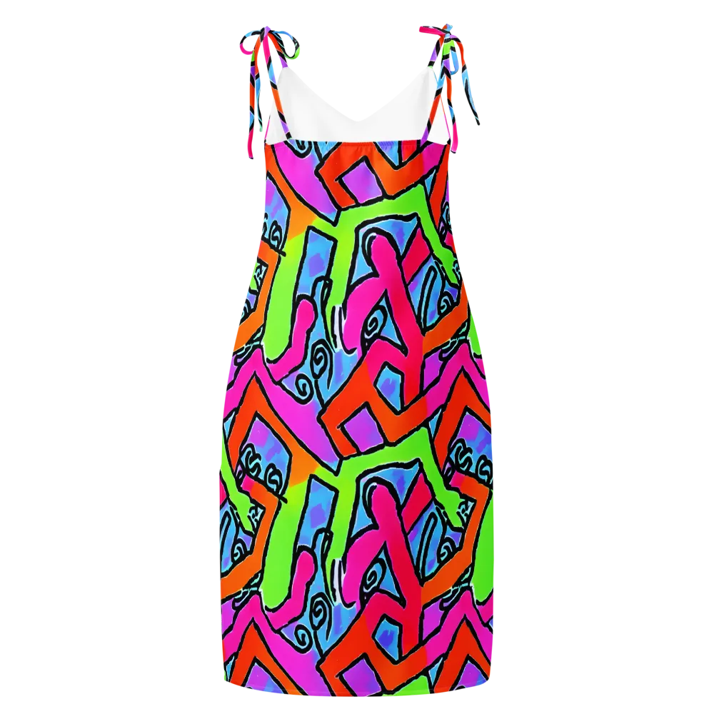 Electric Mosaic on Slip Dress — Back
