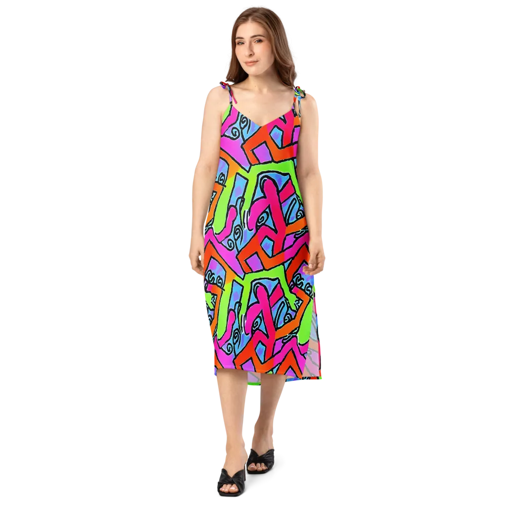 Electric Mosaic on Slip Dress — Front