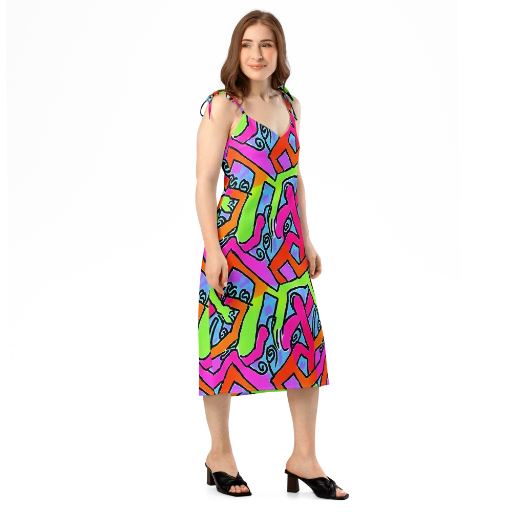 Electric Mosaic on Slip Dress — Right Front