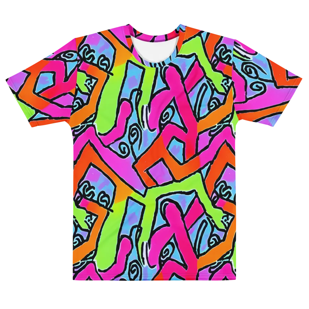 Electric Mosaic on Men's Cotton Crew Neck T-Shirt — Front