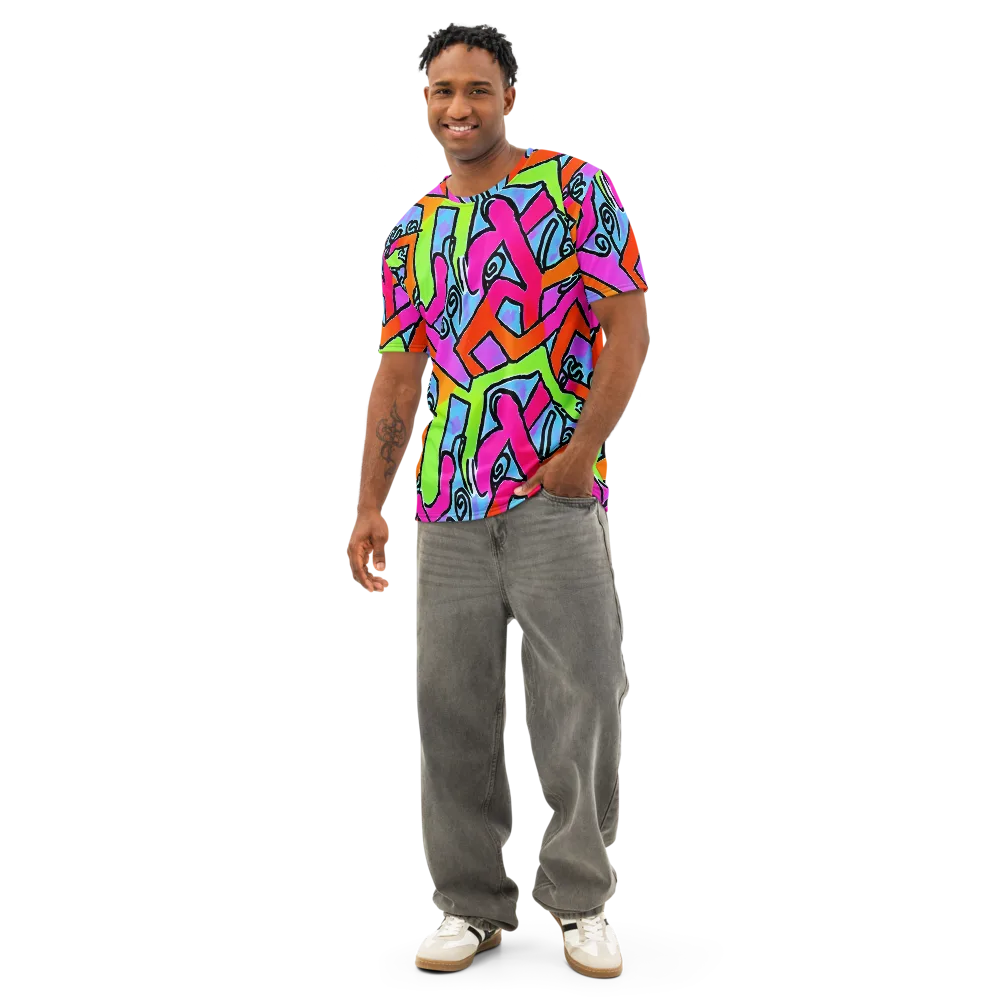 Electric Mosaic on Men's Cotton Crew Neck T-Shirt — Front
