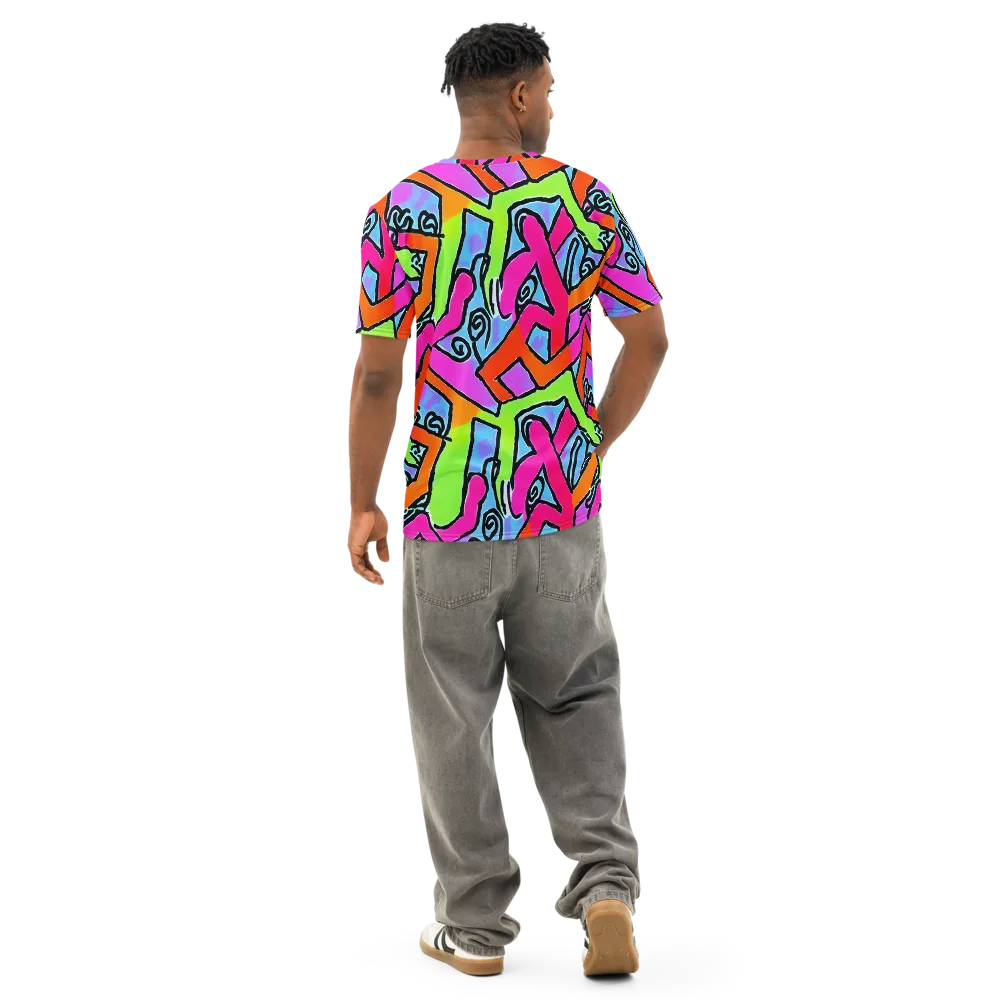 Electric Mosaic on Men's Cotton Crew Neck T-Shirt — Back