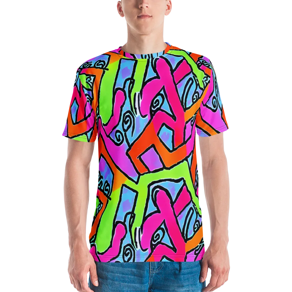 Electric Mosaic on Men's Crew Neck T-Shirt — Front