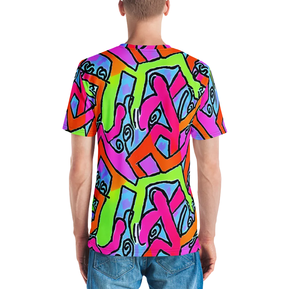 Electric Mosaic on Men's Crew Neck T-Shirt — Back