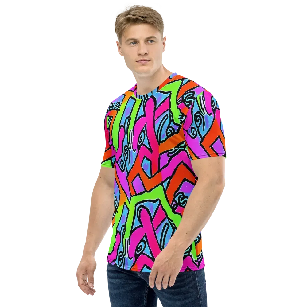 Electric Mosaic on Men's Crew Neck T-Shirt — Left