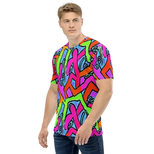 Electric Mosaic on a Men's Crew Neck T-Shirt