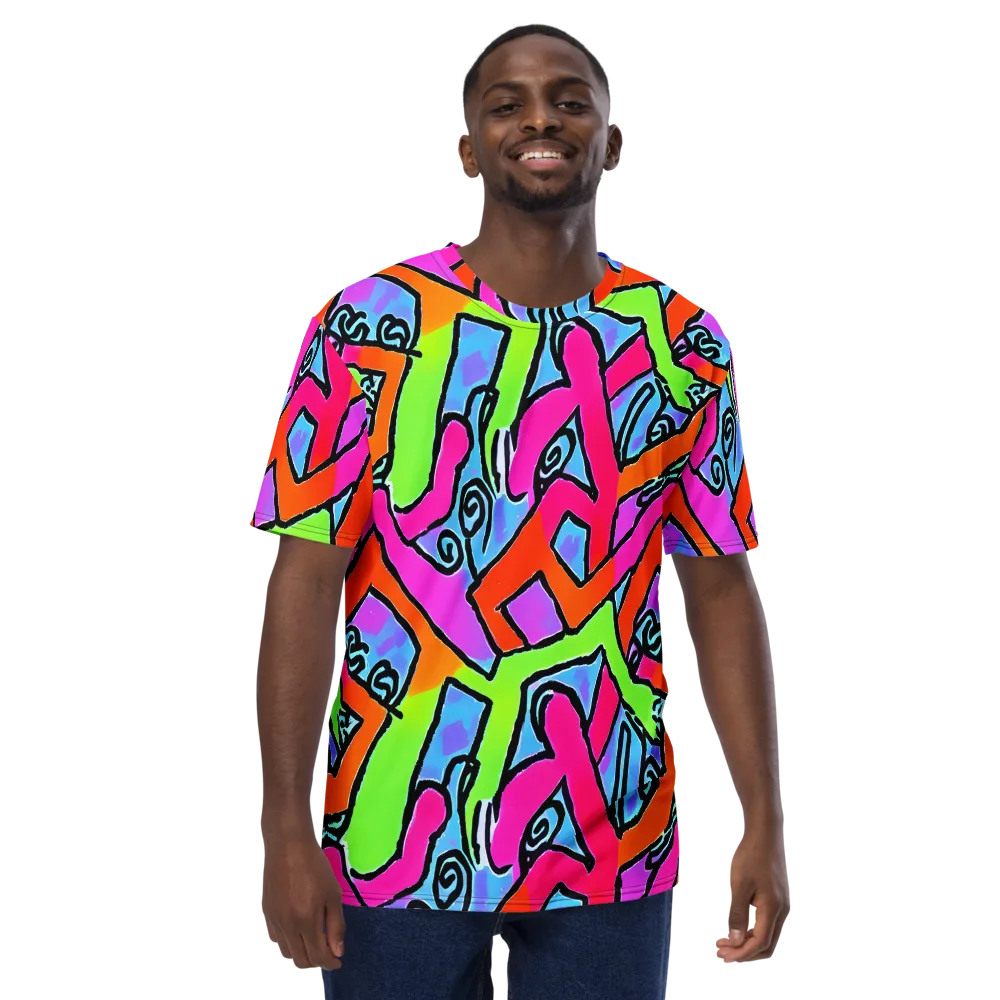 Electric Mosaic on Men's Crew Neck T-Shirt — Front