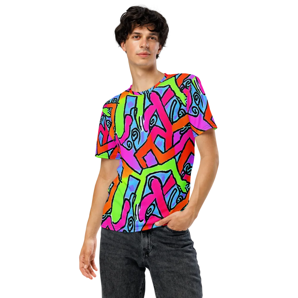 Electric Mosaic on Men's Crew Neck T-Shirt — Front