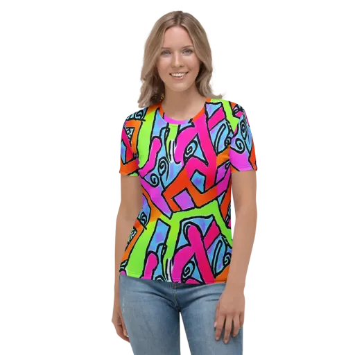 Electric Mosaic on a Women's Crew Neck T-Shirt