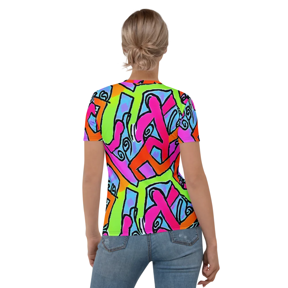 Electric Mosaic on Women's Crew Neck T-Shirt — Back
