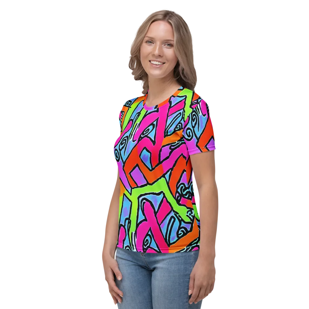 Electric Mosaic on Women's Crew Neck T-Shirt — Left