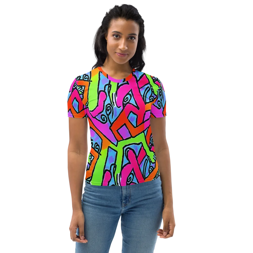 Electric Mosaic on Women's Crew Neck T-Shirt — Front
