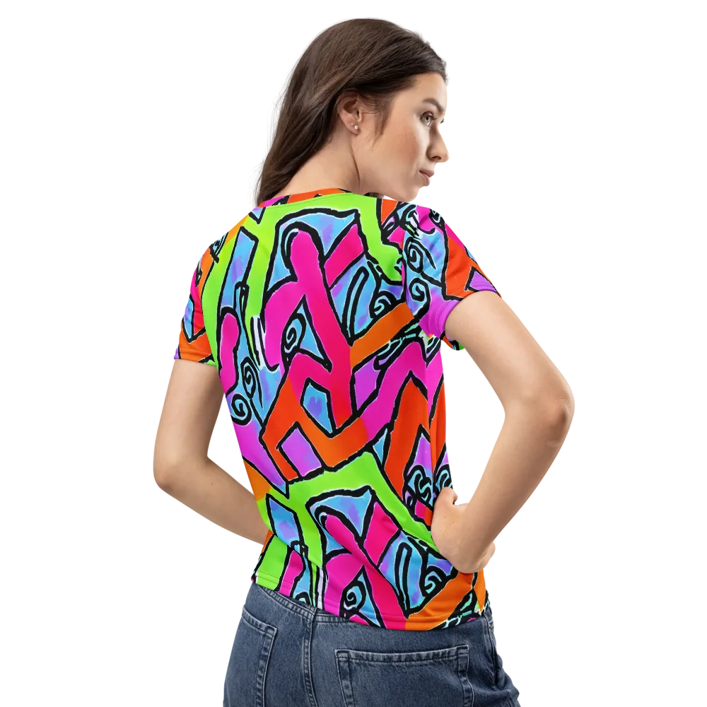 Electric Mosaic on Women's Crew Neck T-Shirt — Back