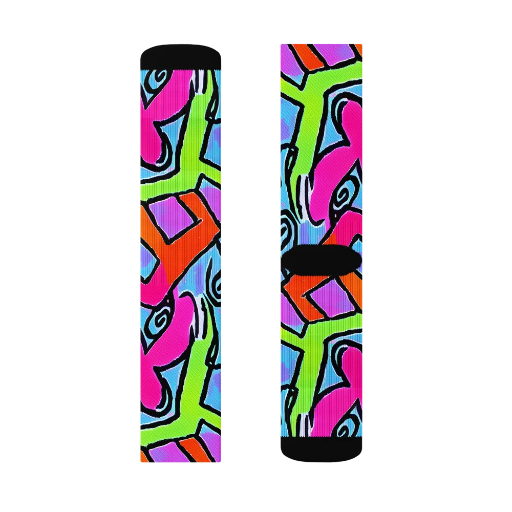 Electric Mosaic on Socks — Right Sock