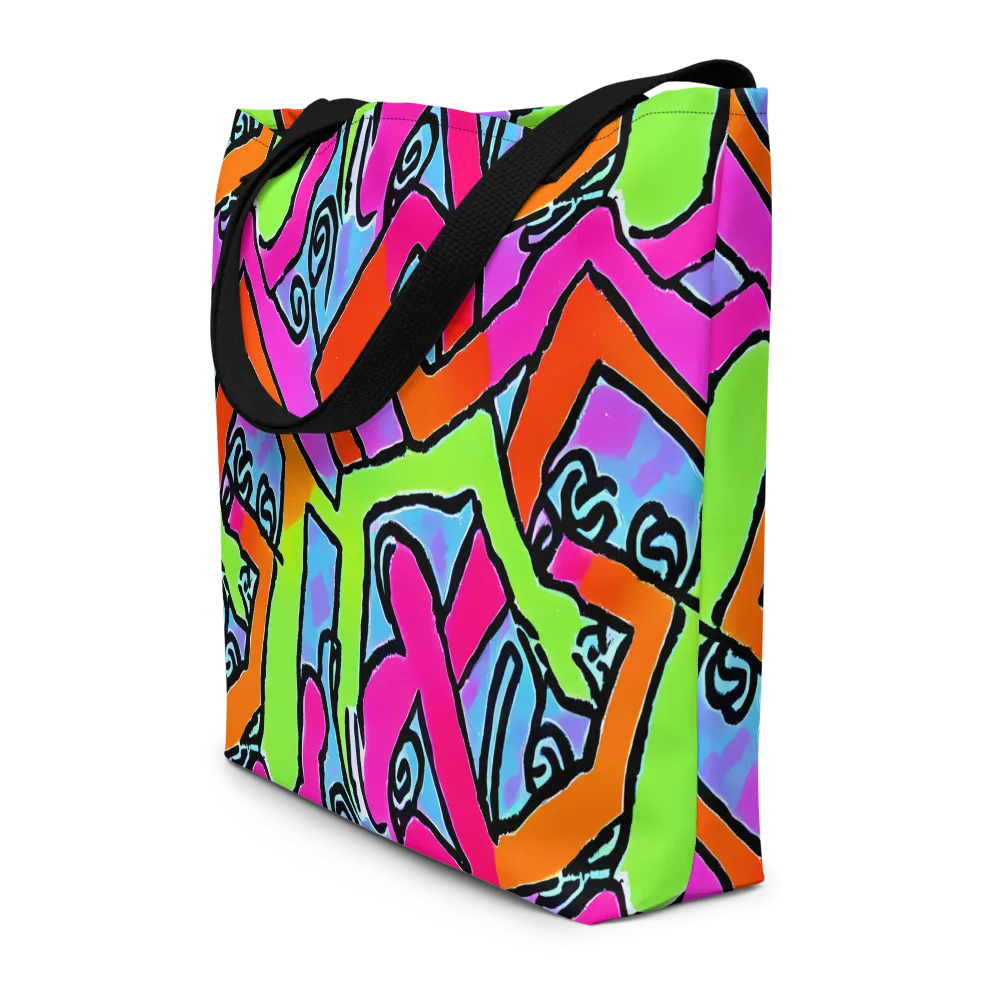 Electric Mosaic on Large Tote Bag W/ Pocket — Front