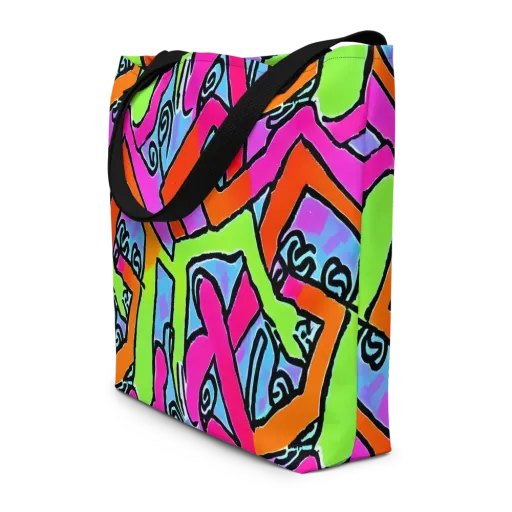 Electric Mosaic on a Large Tote Bag W/ Pocket