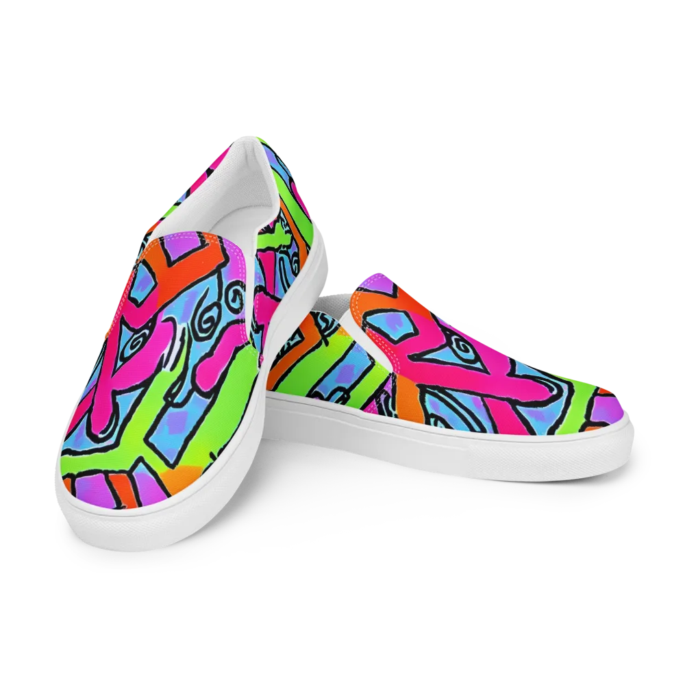 Electric Mosaic on Women's Slip-On Canvas Shoes — Left Front