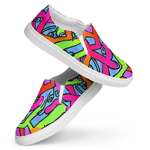 Electric Mosaic on a Women's Slip-On Canvas Shoes