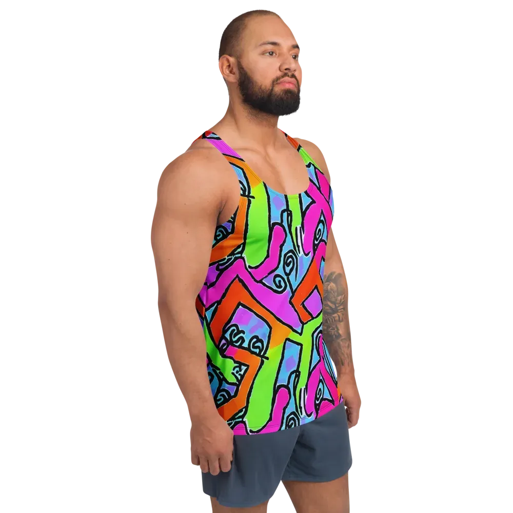 Electric Mosaic on Men's Tank Top — Right Front