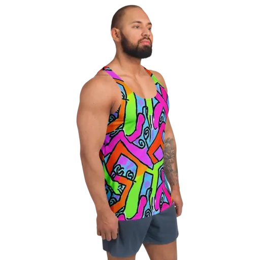 Electric Mosaic on a Men's Tank Top