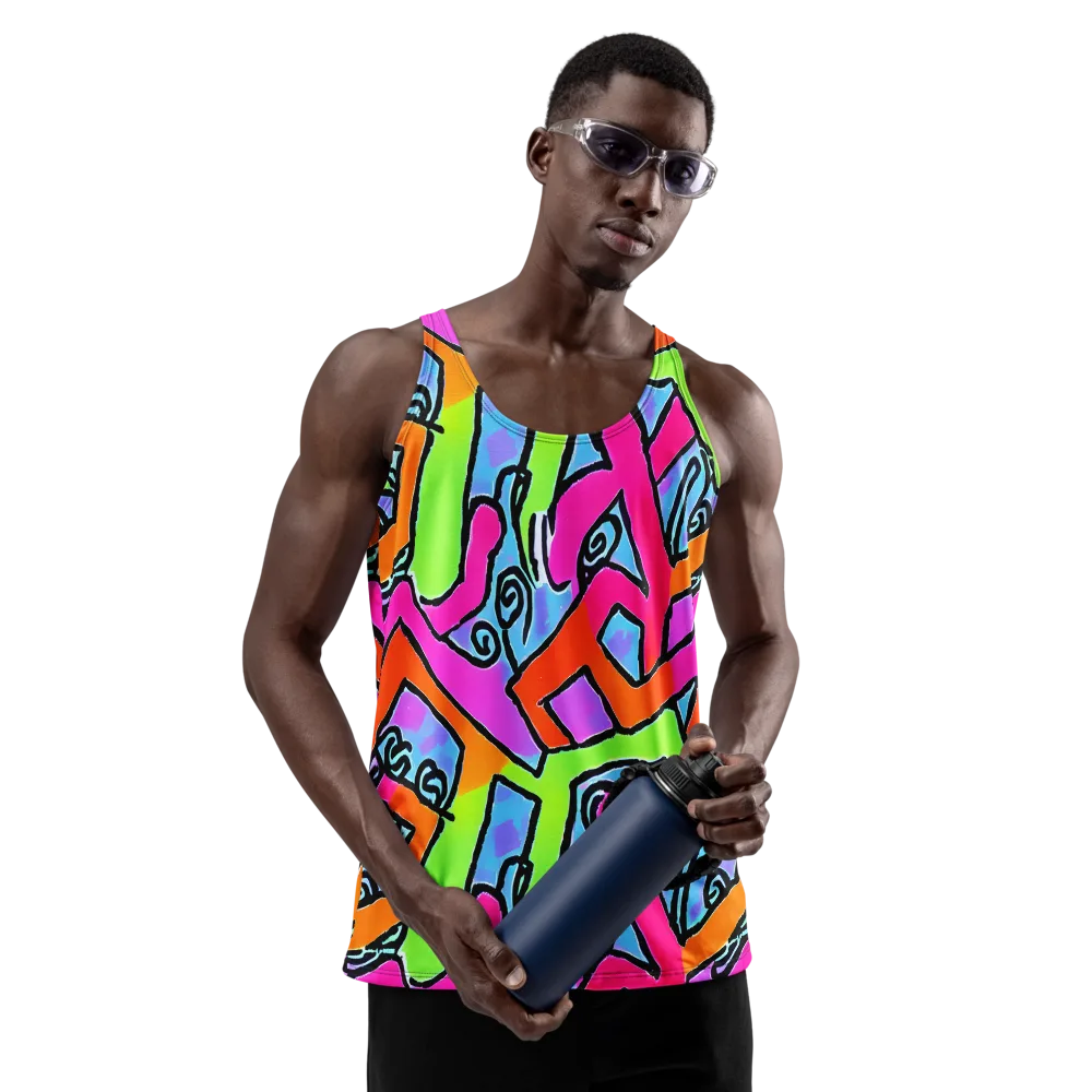 Electric Mosaic on Men's Tank Top — Front