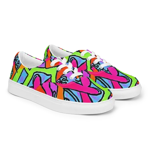 Electric Mosaic on a Men's Lace-Up Canvas Shoes