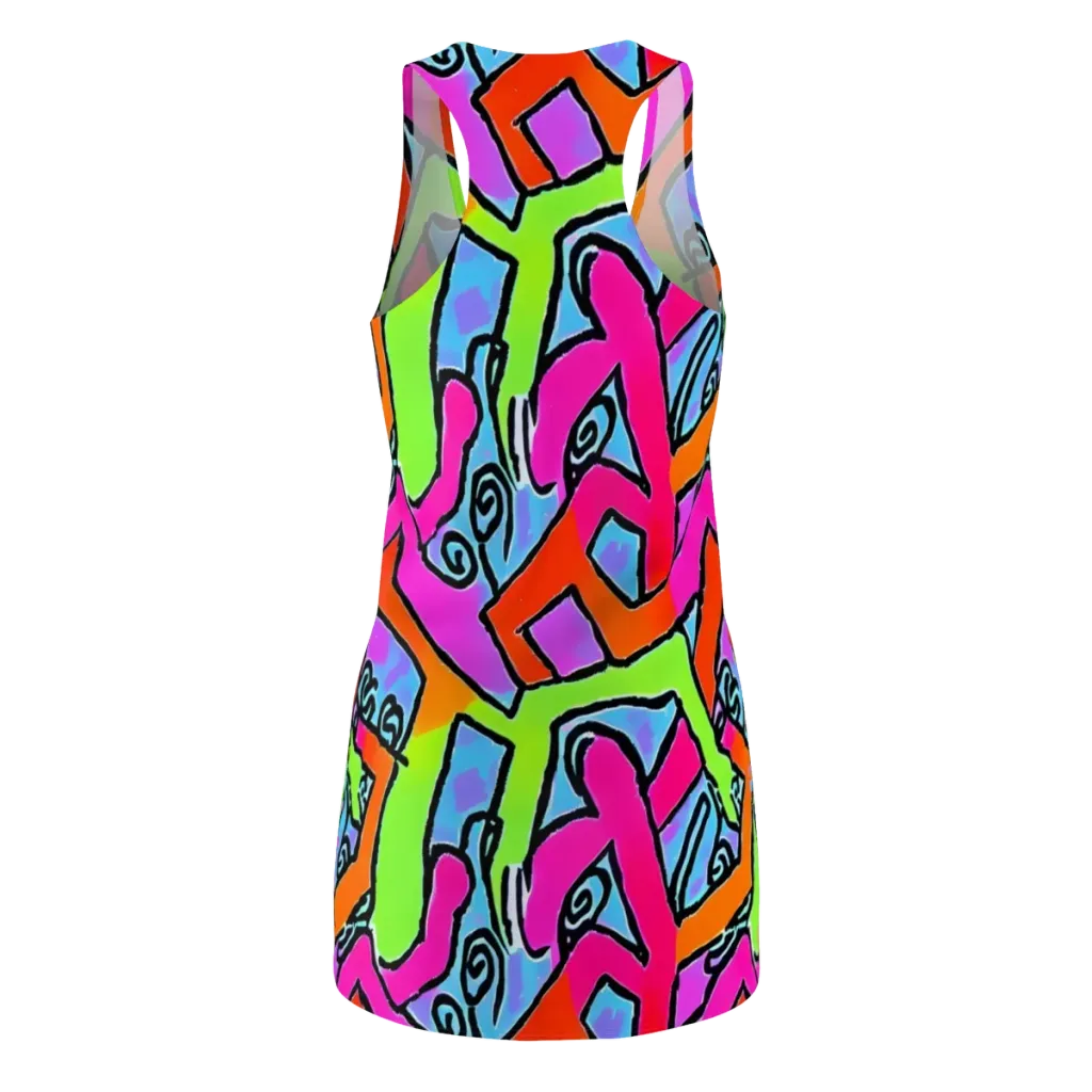 Electric Mosaic on Racerback Dress — Back