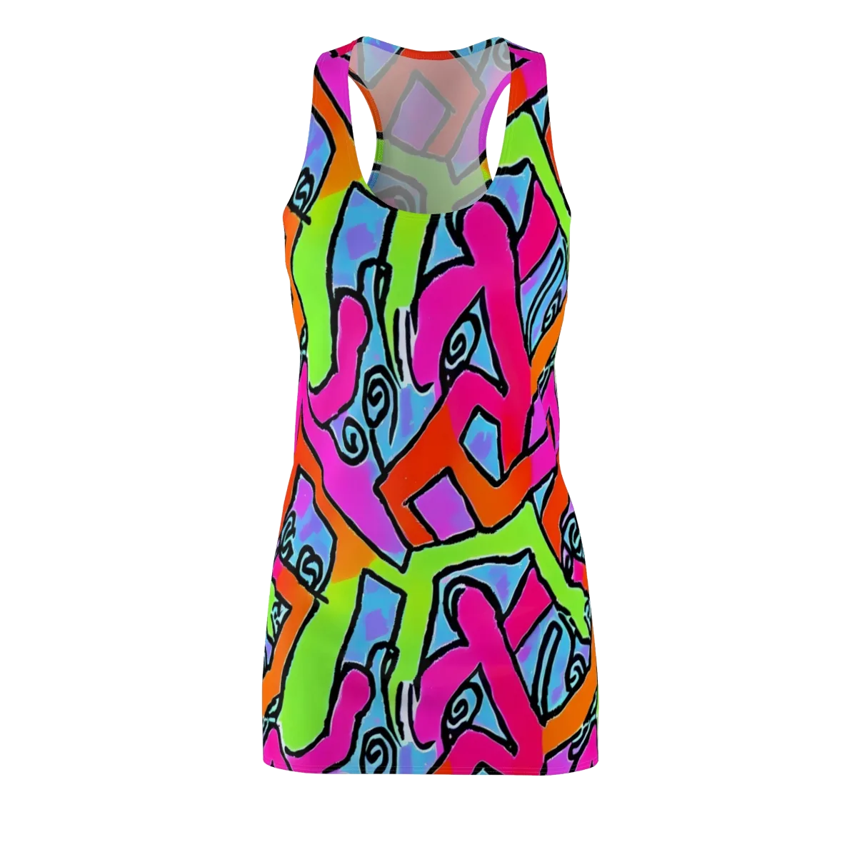 Electric Mosaic on Racerback Dress — Front