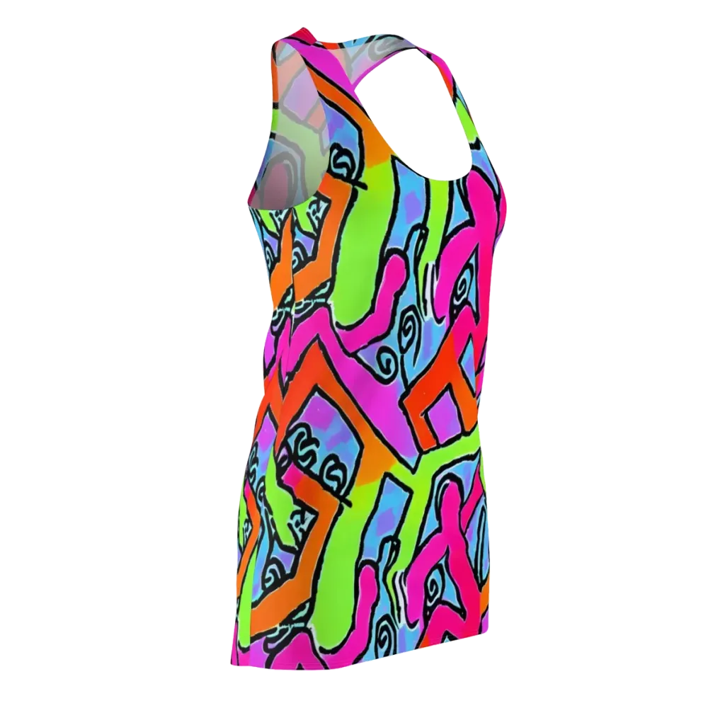 Electric Mosaic on Racerback Dress — Front Side