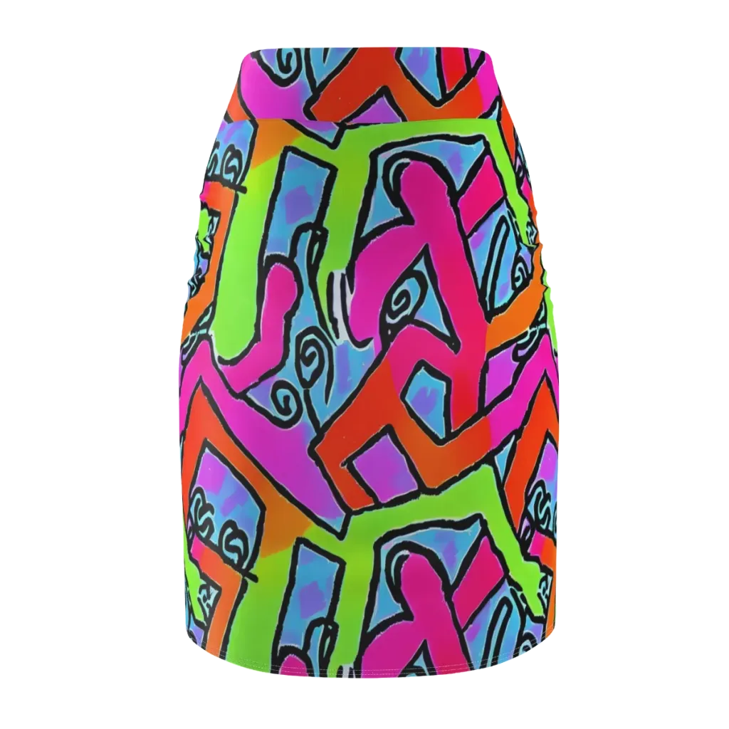 Electric Mosaic on Pencil Skirt — Back
