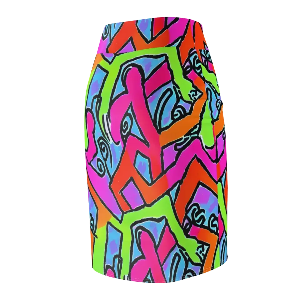 Electric Mosaic on Pencil Skirt — Back Side