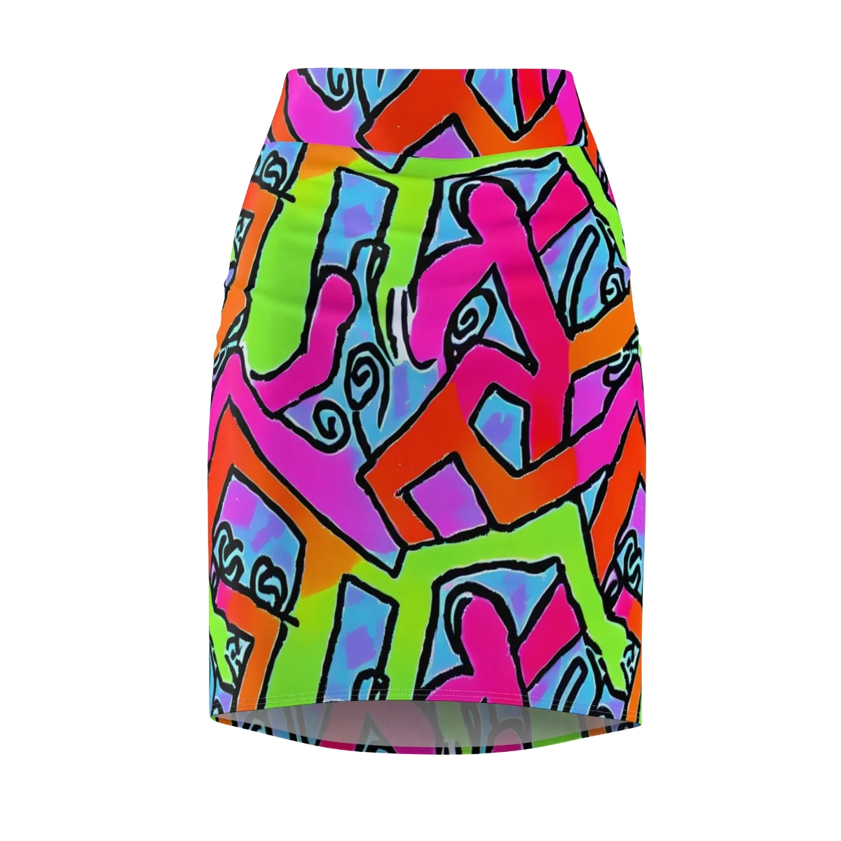 Electric Mosaic on Pencil Skirt — Front