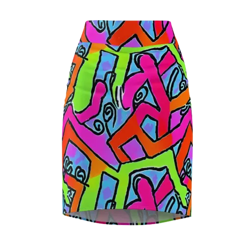 Electric Mosaic on a Pencil Skirt