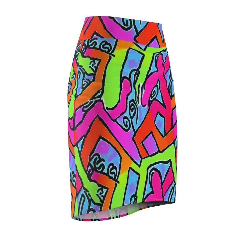 Electric Mosaic on Pencil Skirt — Front Side