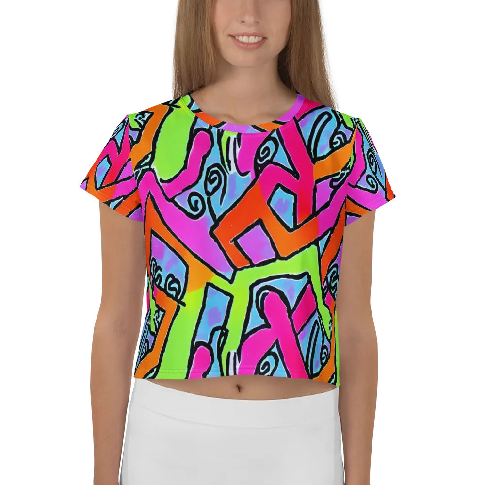 Electric Mosaic on Crop Tee — Front