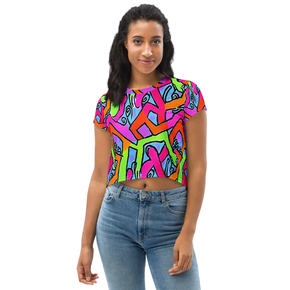 Electric Mosaic on Crop Tee — Front