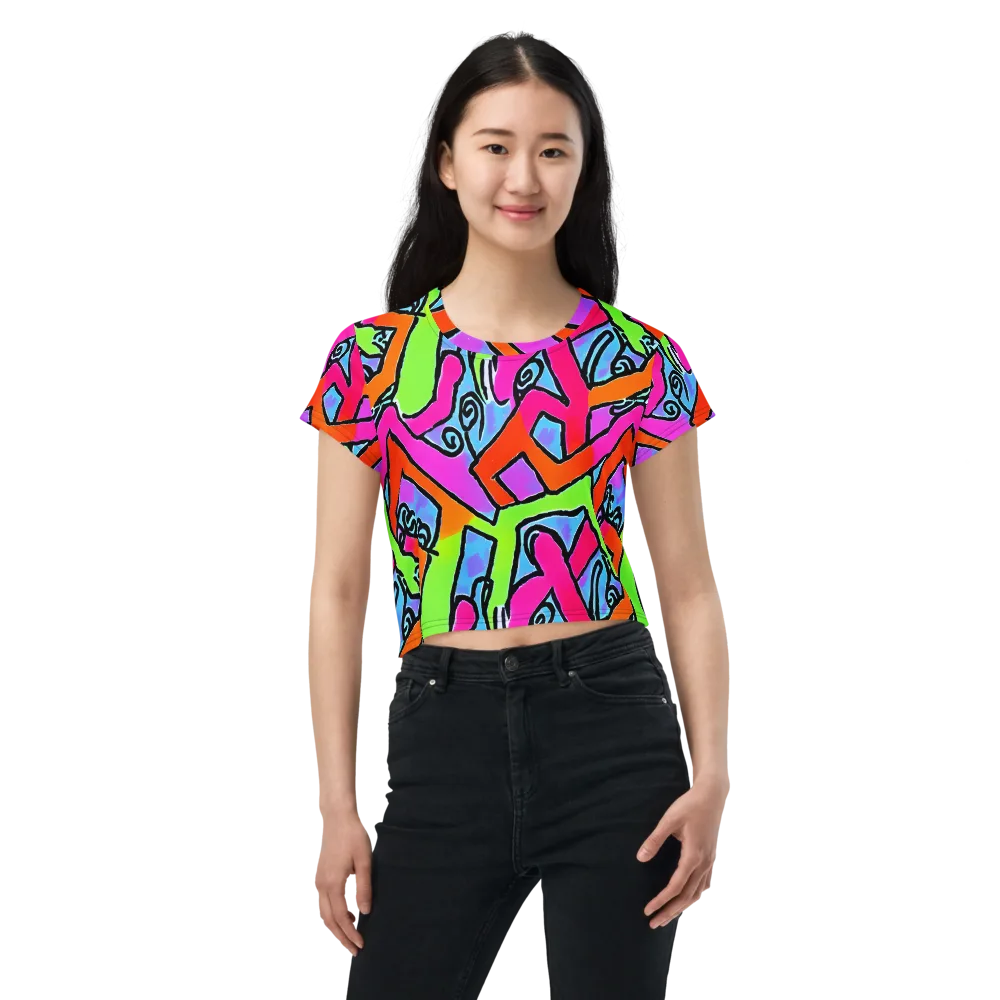 Electric Mosaic on Crop Tee — Front
